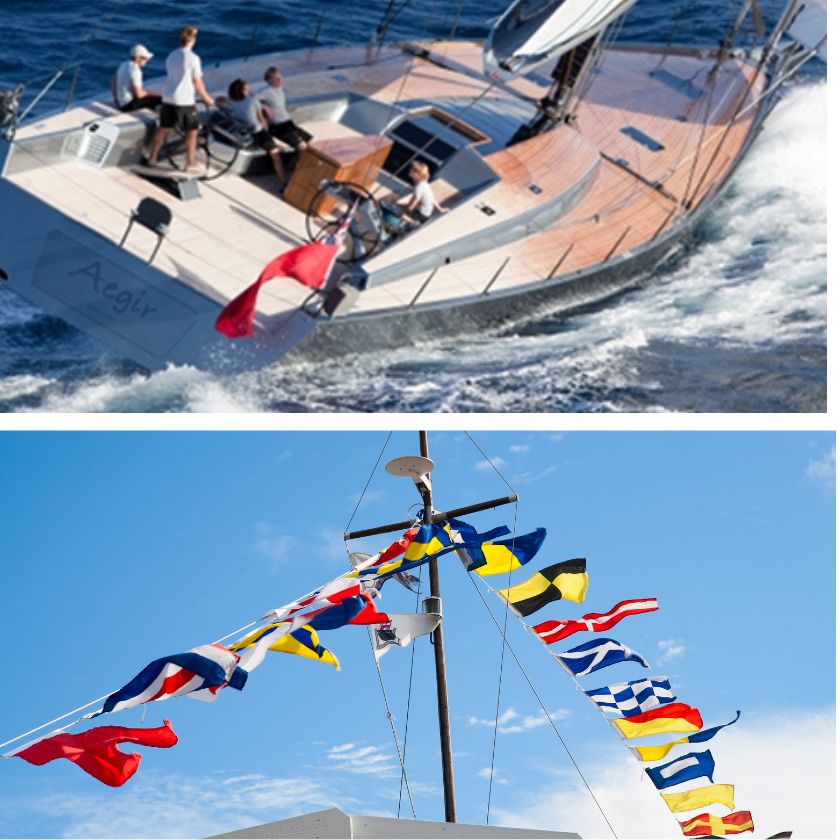 buy a yacht with a flag saying chillin