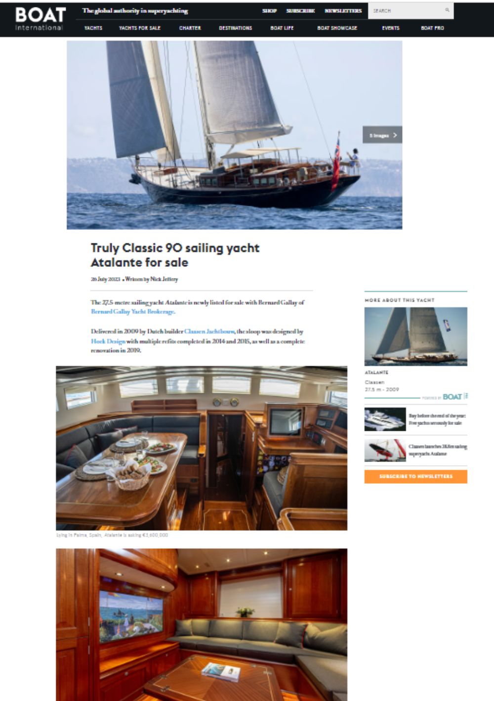 Highlight on the sailing yacht ATALANTE on BOAT International