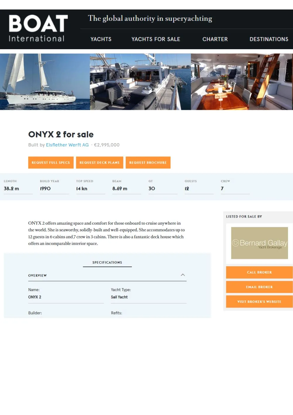 Sailing Yacht ONYX 2 in BOAT INTERNATIONAL!