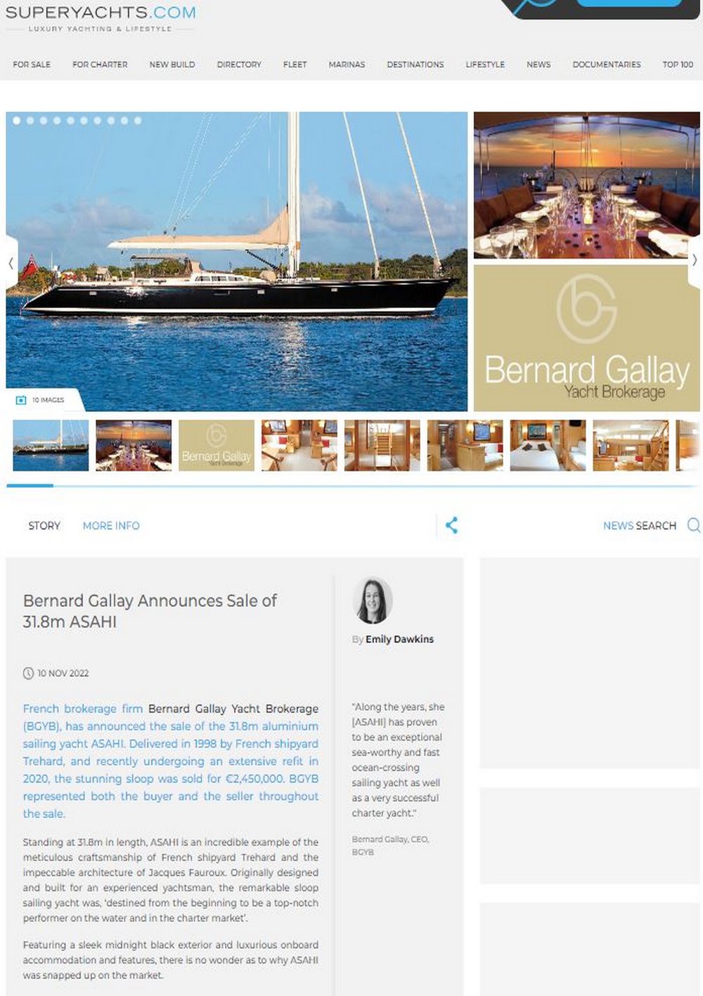SUPERYACHTS.COM Bernard Gallay Announces Sale of 31.8 m ASAHI