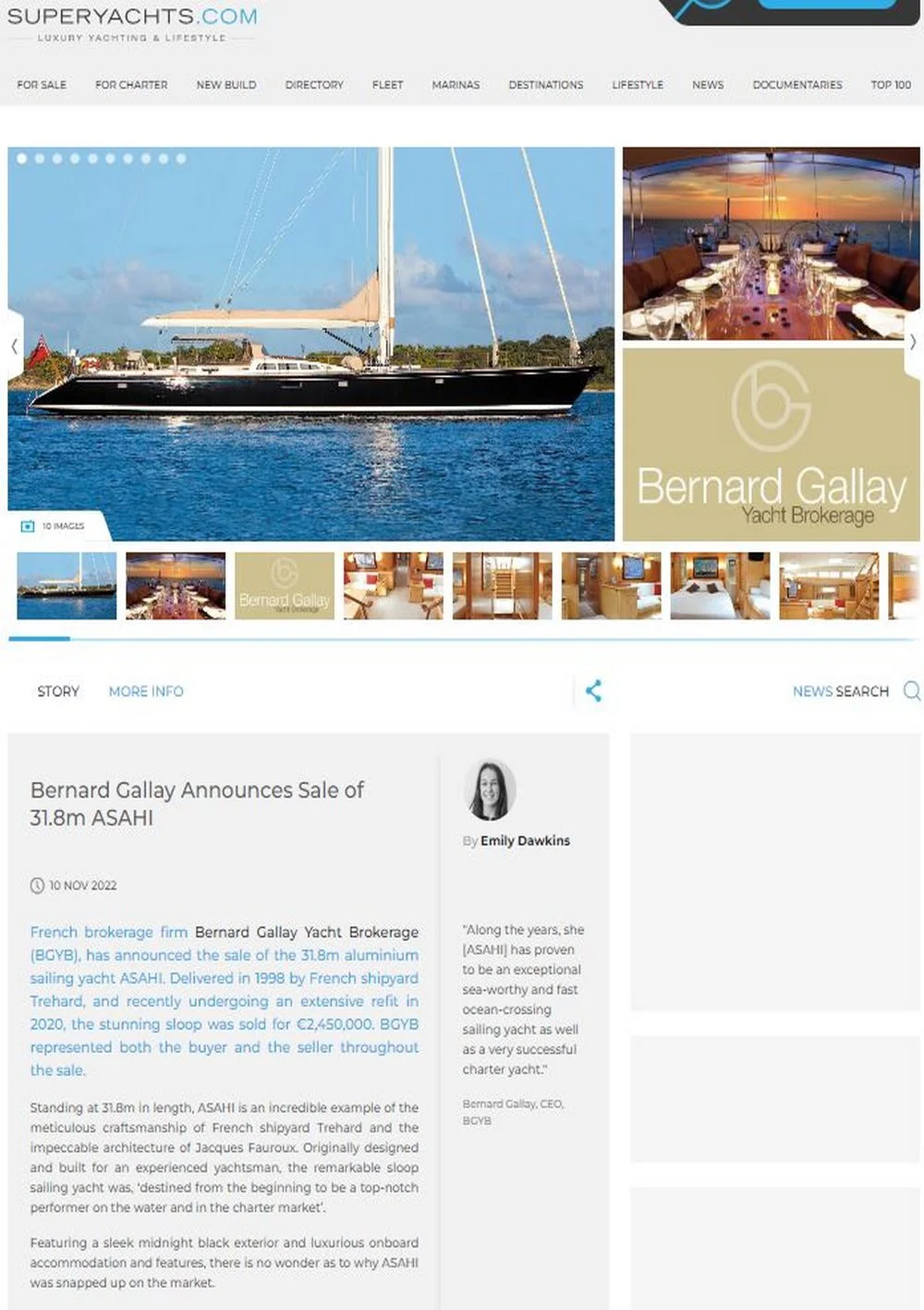 SUPERYACHTS.COM Bernard Gallay Announces Sale of 31.8 m ASAHI